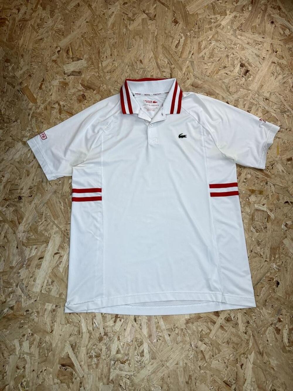 Lacoste Sport Novak Djokovic Tennis Polo Shirt Mens Large White Red
